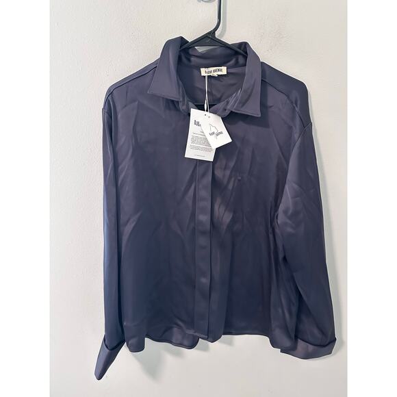New Djerf Avenue Satin Shirt Anthracite Long Sleeve, Black Size XL New Djerf Avenue Satin Shirt Anthracite Long Sleeve, Black Size XL